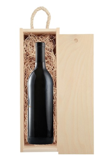 Laser-Engraved Wood Box w/Custom Etched Wine Bottle