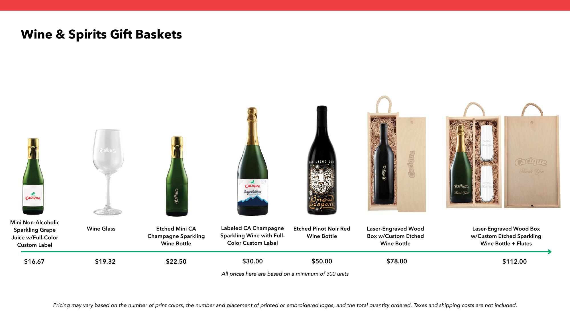 Wine and Spirits Gift Baskets lineup