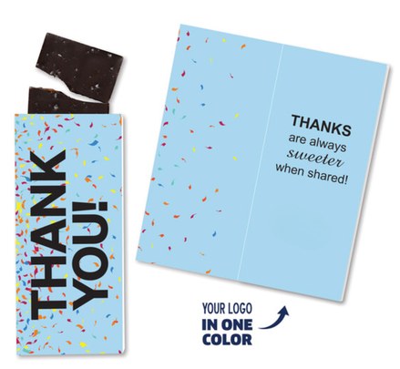 One Color Foil-Stamped Stock Gratitude Cards with Sea Salt Caramel Chocolate Bar