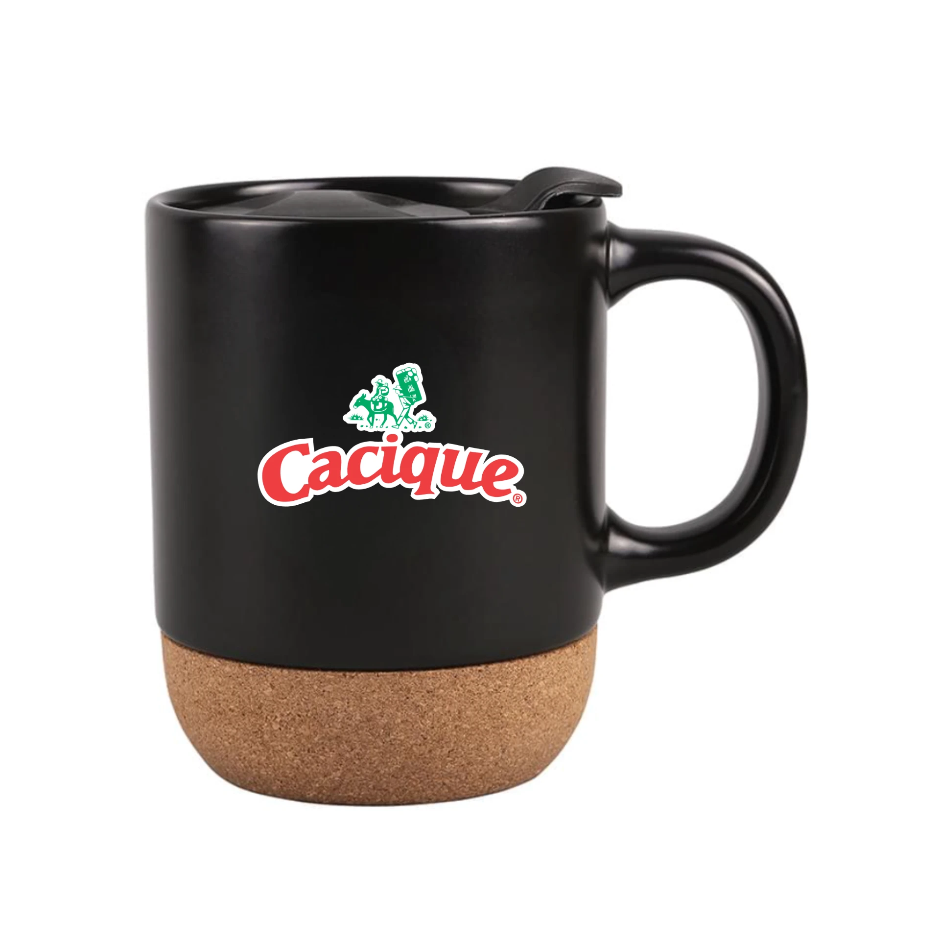 Cacique branded 12 oz. Java Ceramic Mug with Cork Base